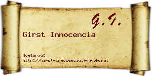 Girst Innocencia névjegykártya